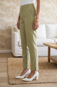 Olive Slim Fit Ankle Length Mid Rise Trousers