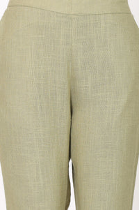 Olive Slim Fit Ankle Length Mid Rise Trousers