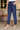Blue Solid Mid Rise Slub Trousers in Ankle Length