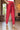 Red Solid Mid Rise Slub Trousers in Ankle Length