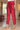 Red Solid Mid Rise Slub Trousers in Ankle Length