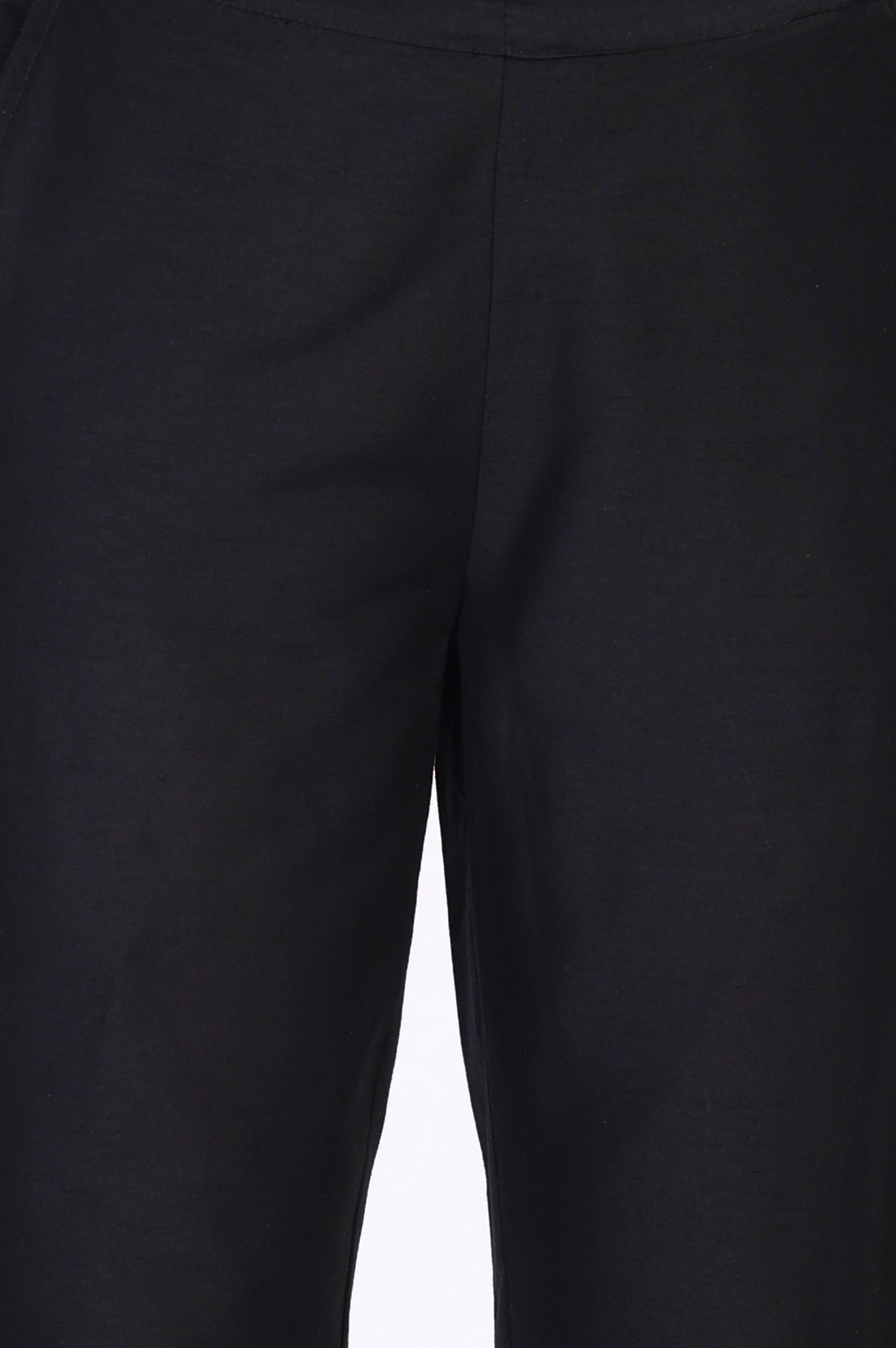 Black Solid Slim-Leg Rayon Trouser