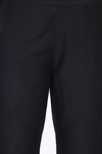 Black Solid Slim-Leg Rayon Trouser