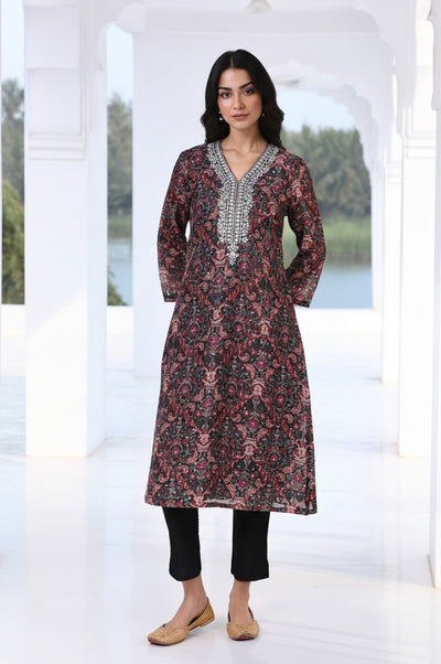 Black Solid Slim-Leg Rayon Trouser