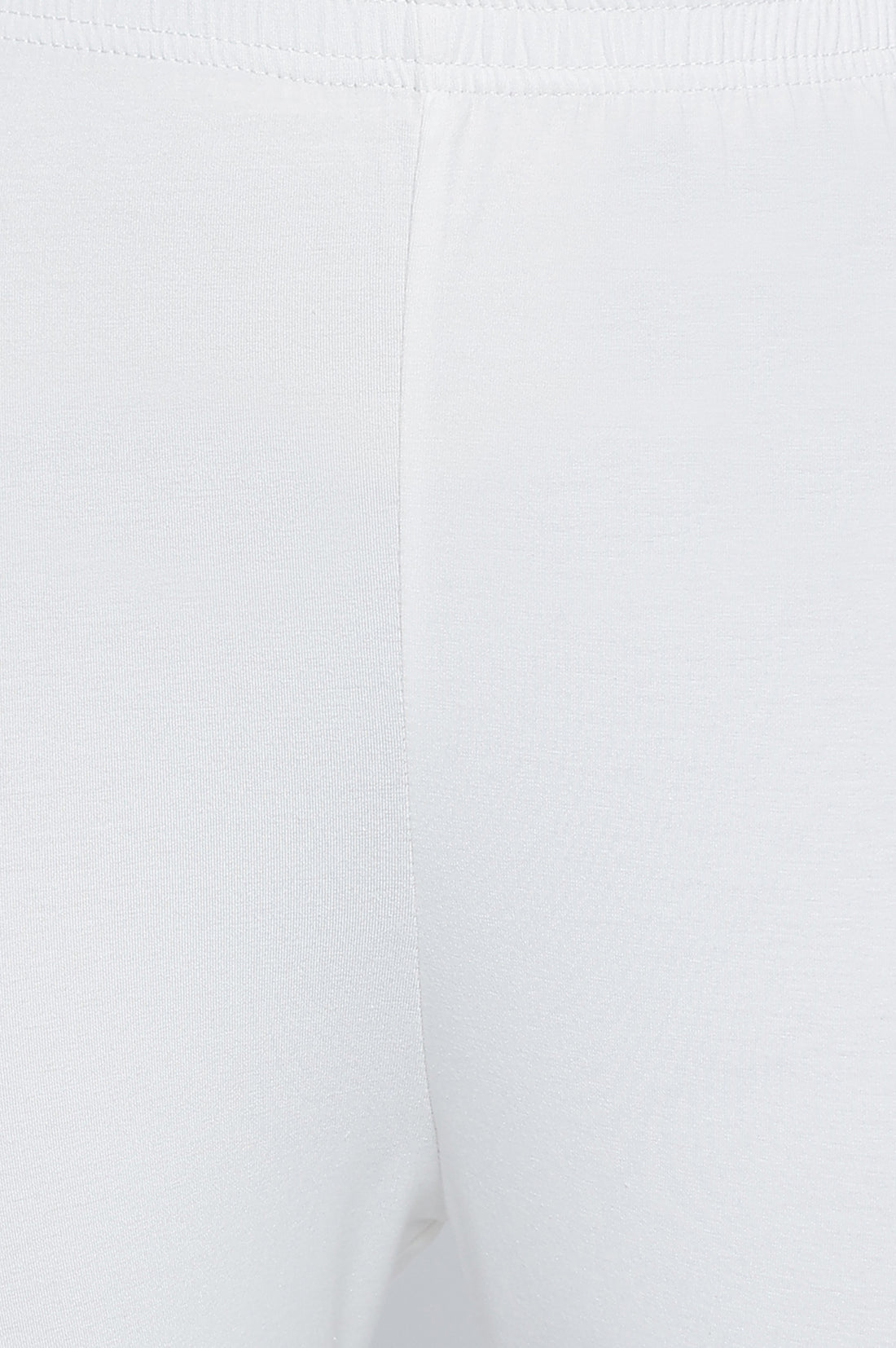 White Solid Cotton Lyrca Tights in Ankle Length