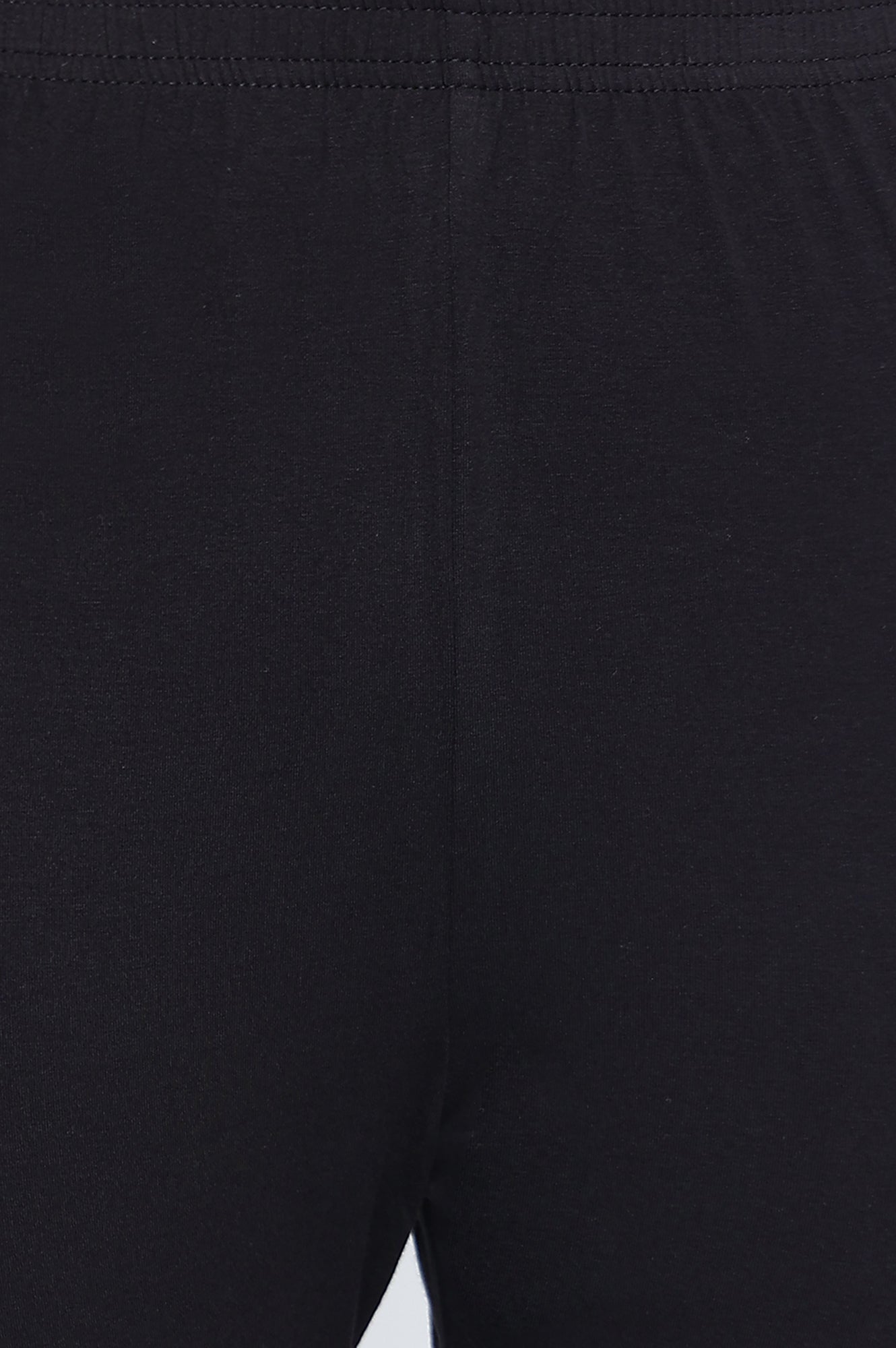 Black Solid Cotton Lyrca Tights in Ankle Length