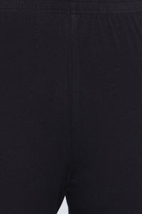 Black Solid Cotton Blend Skinny Fit Tights