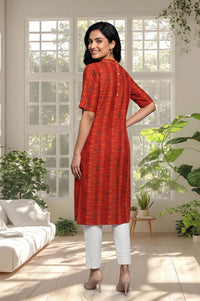 Red Striped Pure Cotton Straight Kurta with Trouser Set