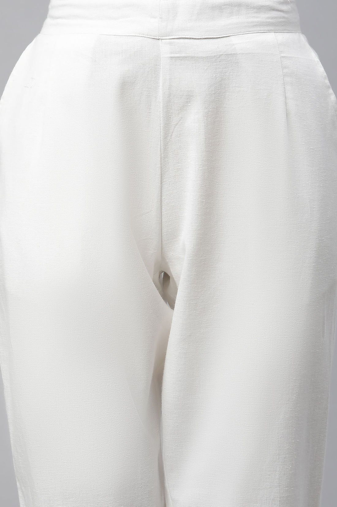 White Yarn Dyed Checkered Lace Straight Kurta with Trouser Set