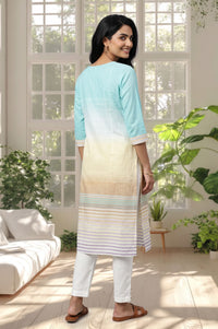 Multicolor Ombre Pure Cotton Straight Kurta with Trouser Set