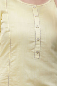 Yellow Thread Embroidered Yarn Dyed Straight Kurta with Tights