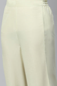 Yellow Printed Lace Pure Cotton Straight Kurta with Palazzo Set