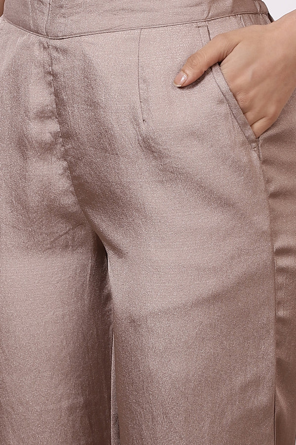 Black Zari Woven Cotton Blend Straight Kurta, Pants and Dupatta Set