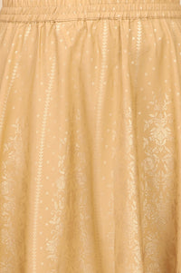 Blue Foil Printed Yoke Pure Cotton Straight Kurta, Skirt and Dupatta Set