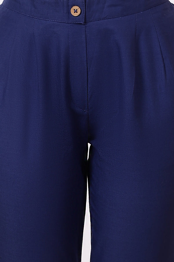 Mint Green Floral Printed Short Kurti and Blue Pants Set