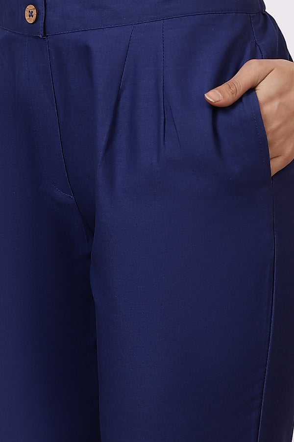 Mint Green Floral Printed Short Kurti and Blue Pants Set