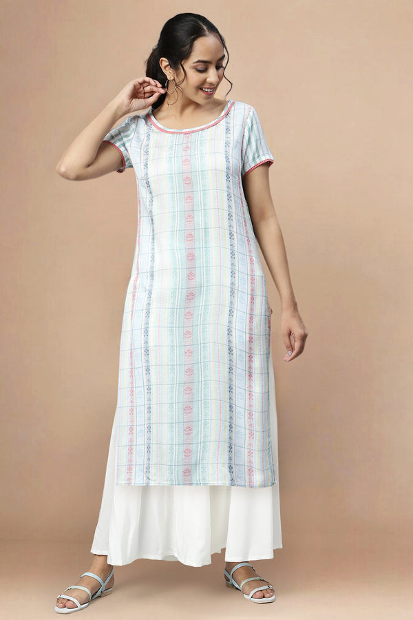 White Straight Kurta and Palazzo Set