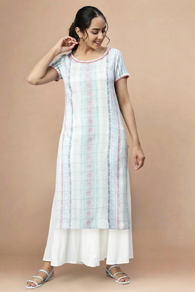 White Straight Kurta and Palazzo Set
