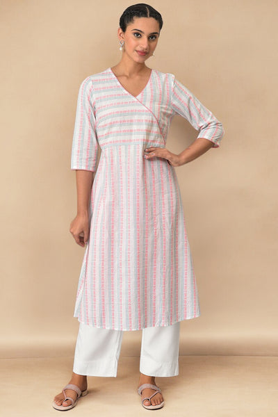 White Pure Cotton A-line Kurta and Palazzo Set