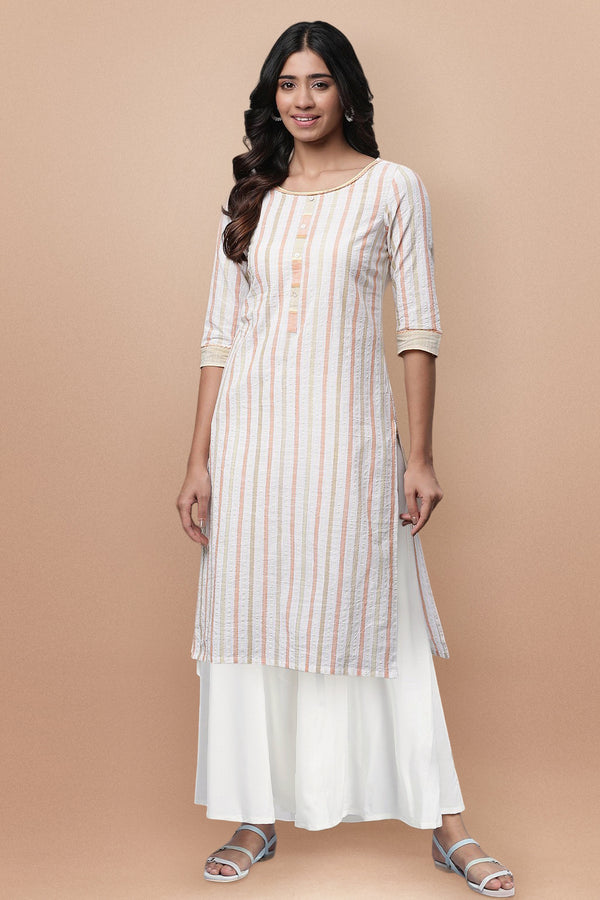 Multicolor Cotton Blend Straight Kurta and Palazzo Set