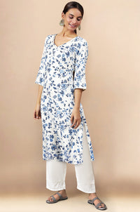 White Flared Kurta and Palazzo Set