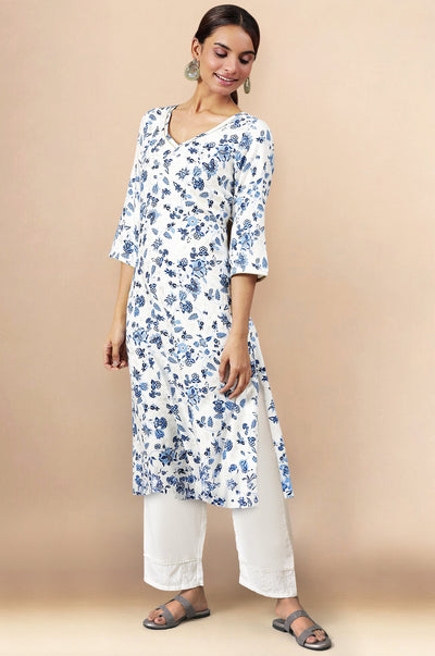 White Flared Kurta and Palazzo Set