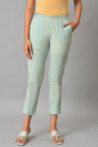 Green Leno Striped Straight Kurta and Trouser Set